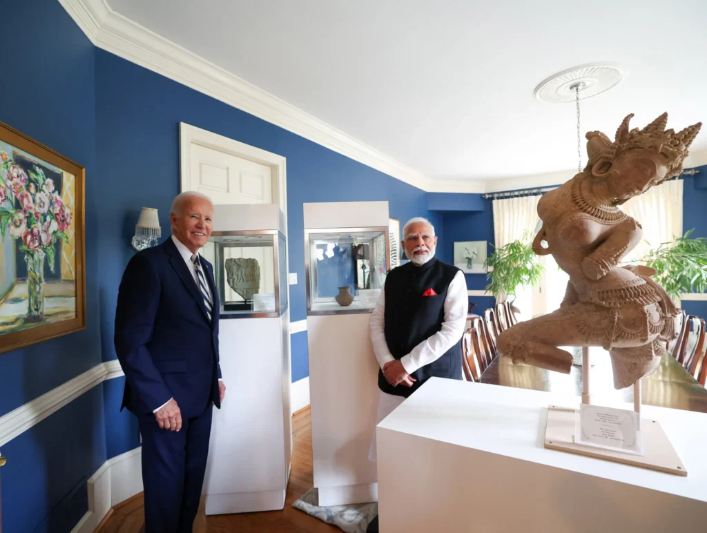 US President Joe Biden and Indian Prime Minister Narendra Modi to return a trove of nearly 300 history-spanning antiquities to India.