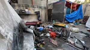 The aftermath of an Israeli strike on an UNRWA school building in Gaza on Wednesday,